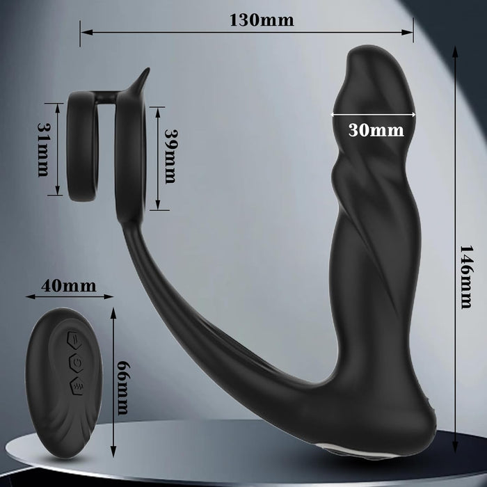 2-в-1 анальный вибратор для мужчин с 10 режимами и двойным кольцом с сильной присоской