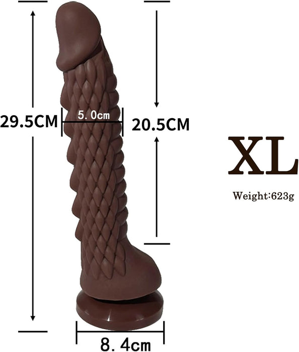 Realistisks 29,5 cm silikona dildo ar spēcīgu piesūcekni XL izmērā