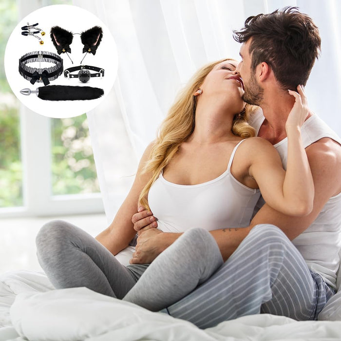 Набор из 5 предметов с лисьим хвостом, ушками и аксессуарами для пар