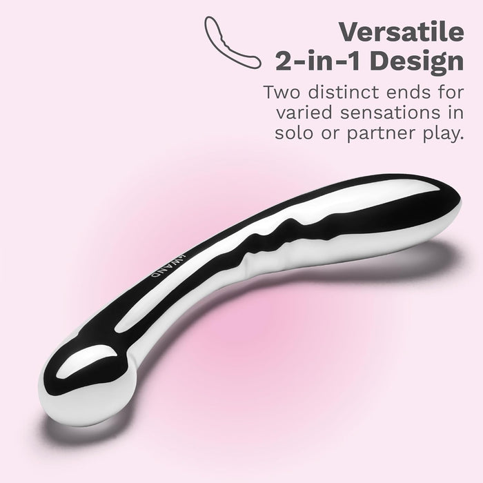 Полулунный массажер простаты с двумя концами из нержавеющей стали с сильной присоской