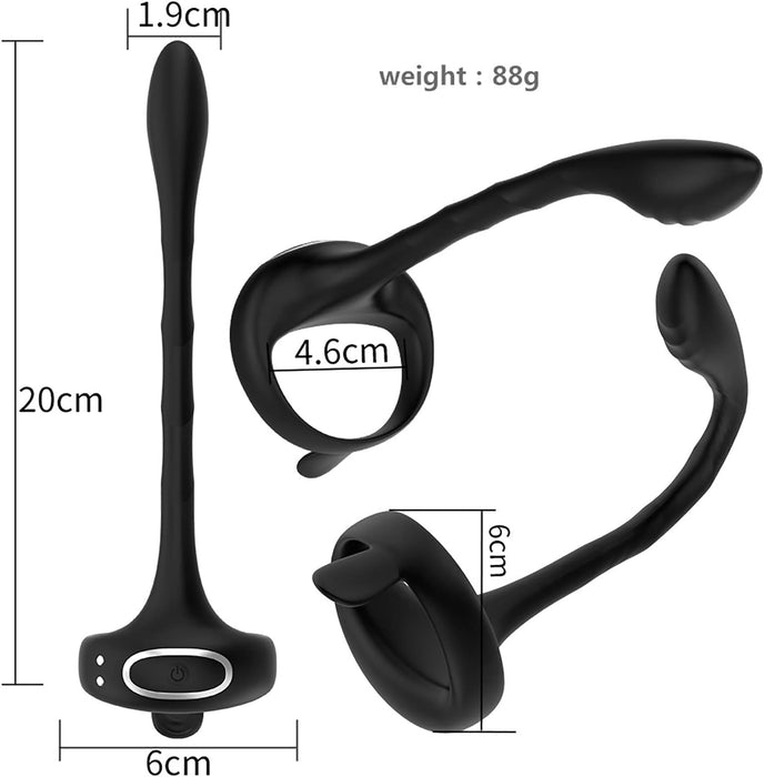 Массажер простаты с вибратором и пенис-кольцом с сильной присоской