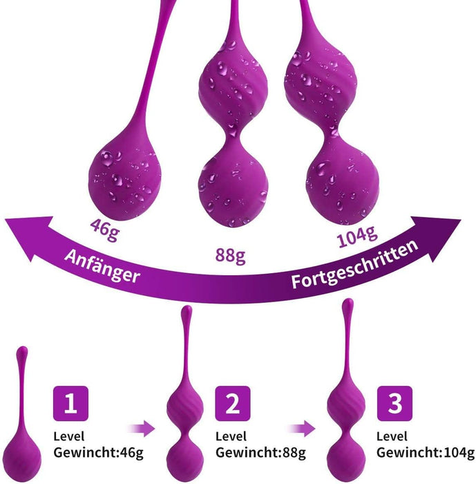 Medicīniskā silikona trenēšanas bumbiņas sievietēm – 3 gab. komplekts efektīvai iegurņa muskuļu trenēšanai