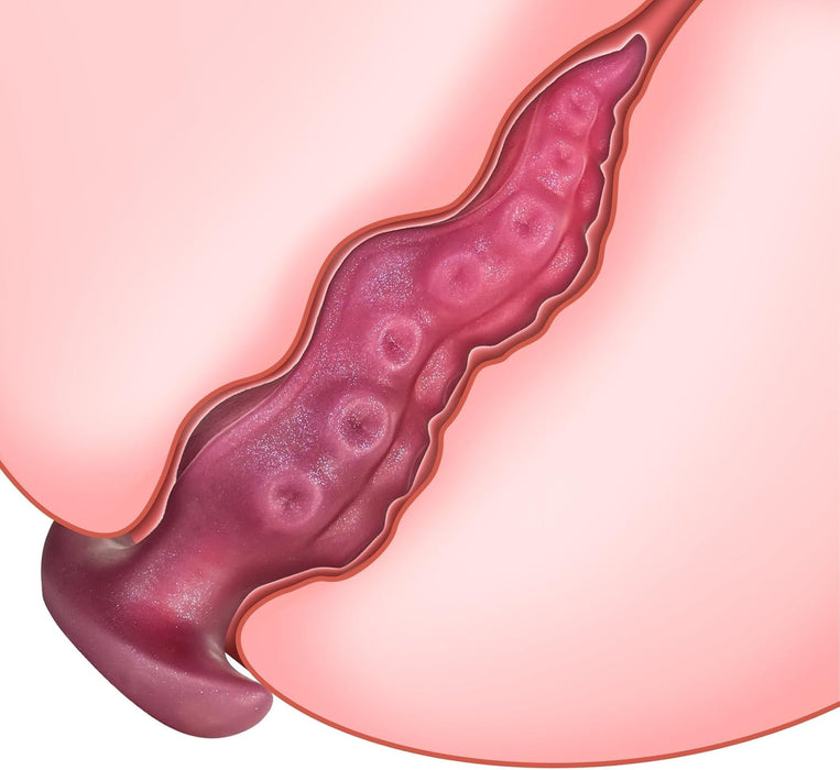 Реалистичный Темно-Красный Силиконовый Монстр-Щупальце для Стимуляции с Сильной Присоской