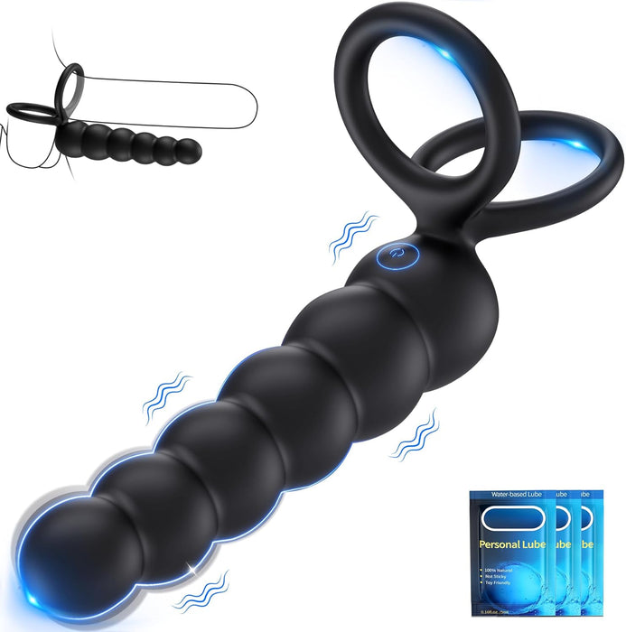 Divu funkciju pāru vibrators ar anālo stimulāciju un dzimumlocekļa gredzenu