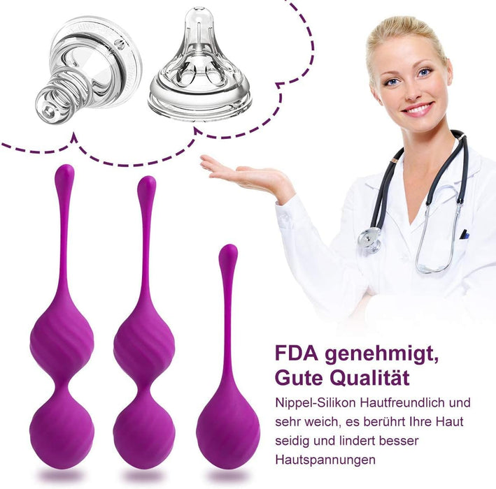 Medicīniskā silikona trenēšanas bumbiņas sievietēm – 3 gab. komplekts efektīvai iegurņa muskuļu trenēšanai