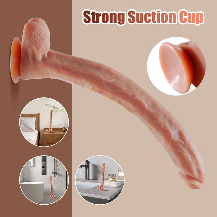 43 cm garš silikona reālistisks dildo ar spēcīgu piesūkni un G punkta stimulāciju