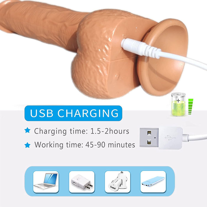 Realistisks Dildo Vibrators ar Sildīšanas Funkciju un Spēcīgu Piesūcekni