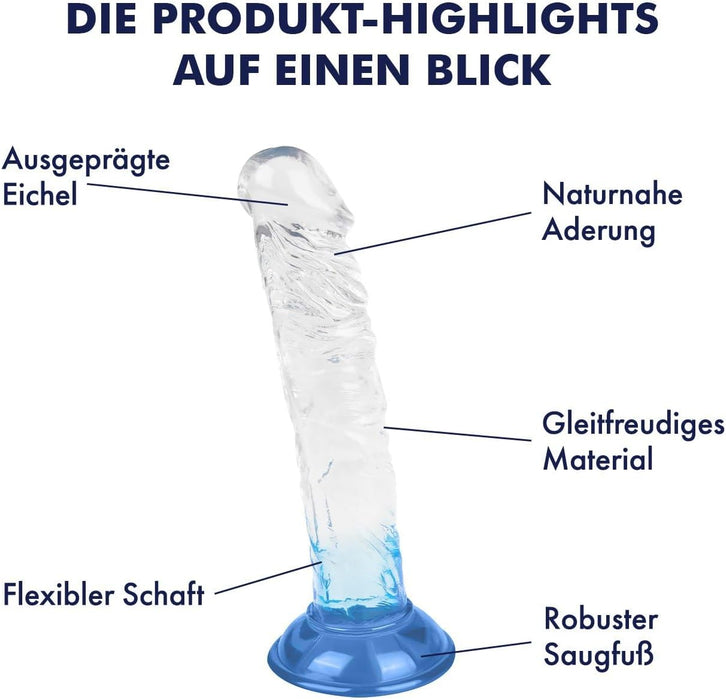 Dabisks dildo ar stipru piesūcekni, 22 cm, mīksts un elastīgs