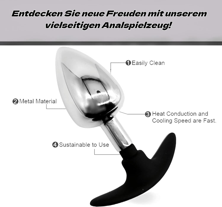 Набор анальных пробок из нержавеющей стали с термоэффектом и сильной присоской
