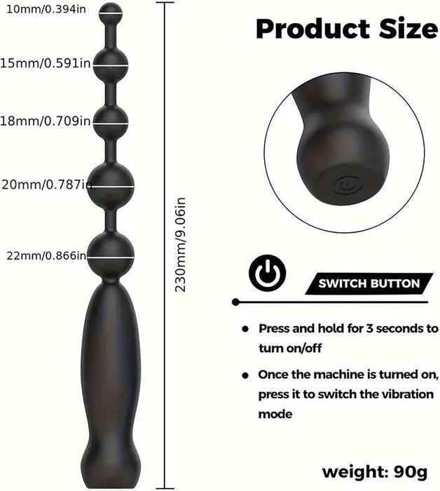 Anālais vibrators ar 10 vibrāciju režīmiem un unikālu pērlīšu dizainu