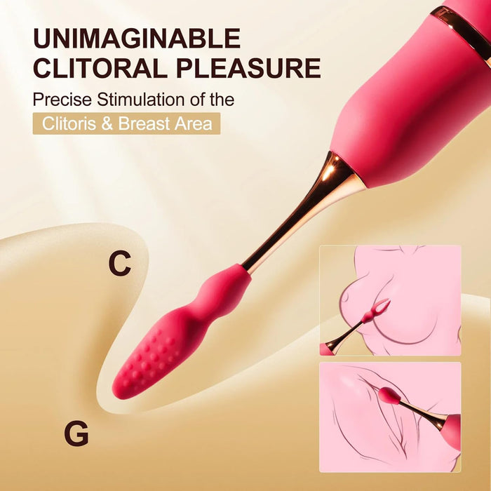 Женский вибратор с сильной присоской, 7 режимов вибрации и сменными насадками