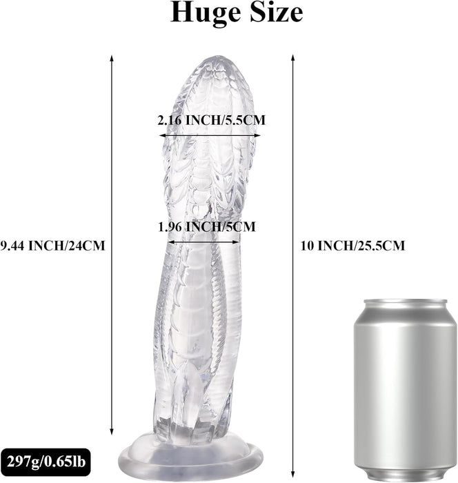 25,4 cm XXL liels reālistisks čūskas formā dildo ar spēcīgu piesūcekni