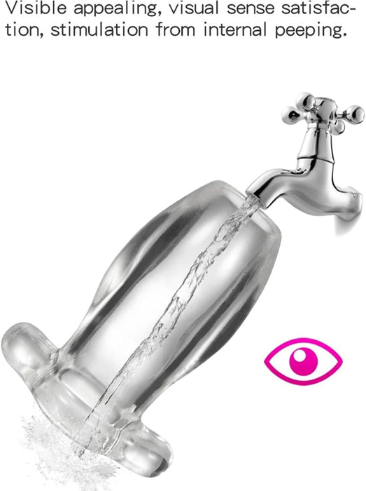 TPE прозрачный полый анальный плаг с сильной присоской, M/L размеры