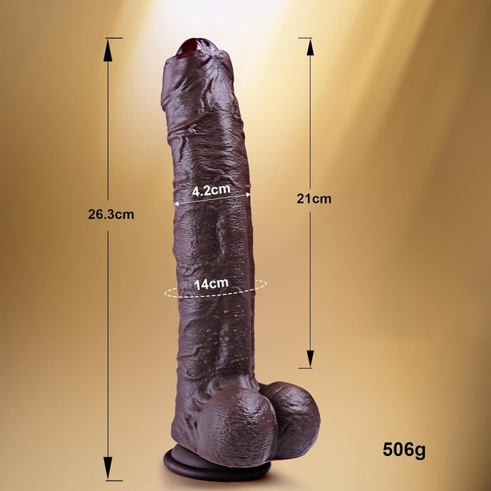 26,3 cm reālistisks dildo ar kustīgu priekšādu un spēcīgu piesūcekni