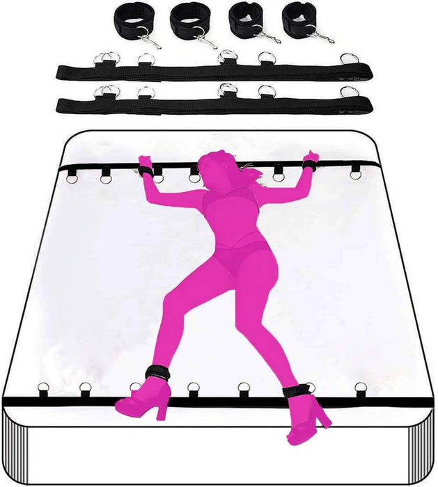 Regulējams BDSM roku un kāju ierobežošanas komplekts ar mīkstu oderi un spēcīgu piesūcekni