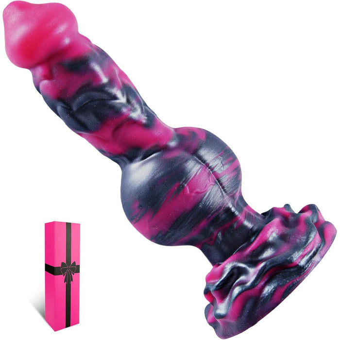 23,5 cm garš biezs zvēra formas dildo ar spēcīgu piesūcekni un mezglu intensīvai stimulācijai