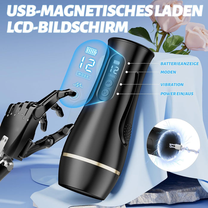 Электрический мастурбатор для мужчин с сильной присоской и 12 вибрациями