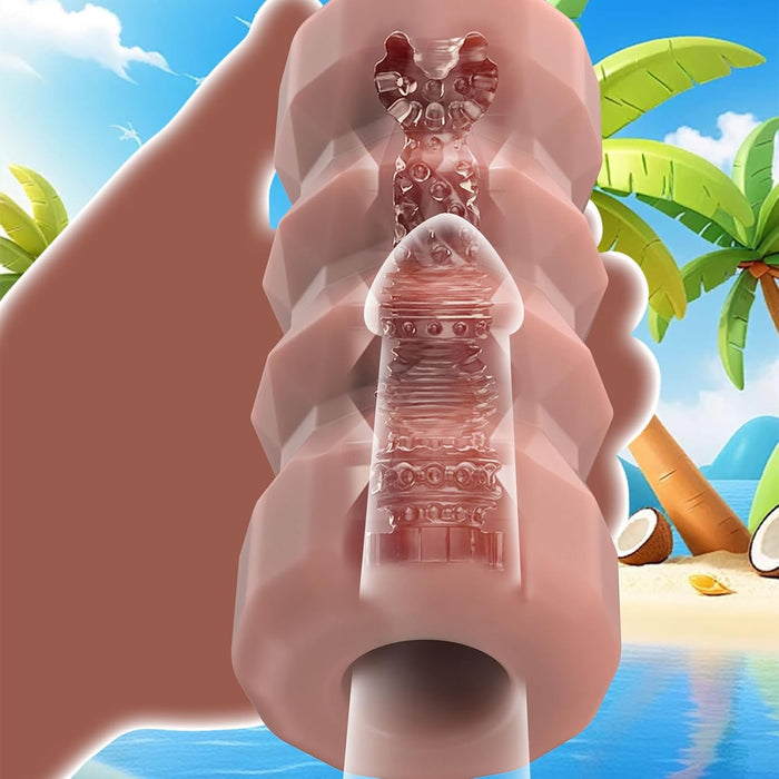 Гуммированный Мужской Мастурбатор с 14 Текстурными Зонами и Регулируемой Степенью Сжатия