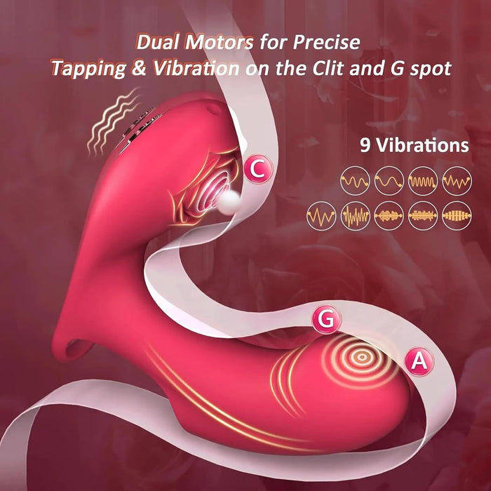 Фингер-вибратор для женщин с сильной присоской и 9 режимами вибрации и постукивания