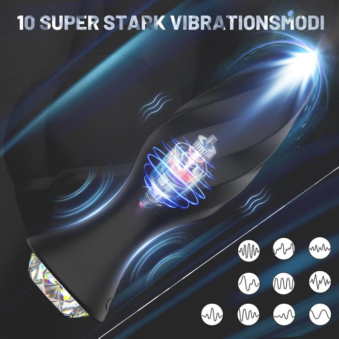 Анал Вибратор с 10 Режимами Вибрации и Пульсации с Сильной Присоской для Мужчин