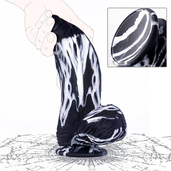 XXL Fantāzijas Dildo ar Spēcīgu Piesūcekni, 24.5 cm Liels Melns Anālais Rotaļlieta