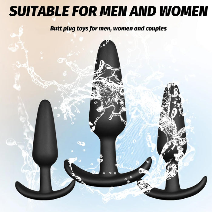 Набор из 3 анальных плагов с сильной присоской для мужчин и женщин