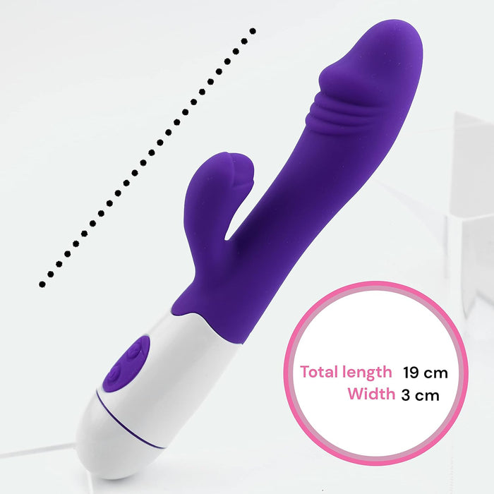 Вибратор с клиторной стимуляцией, 30 режимов, 19 см с сильной присоской