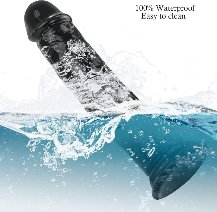 Reālistisks melns dildo 21,5 cm ar spēcīgu piesūcekni sievietēm