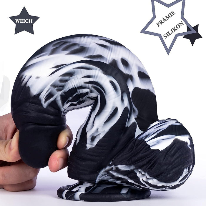 XXL Fantāzijas Dildo ar Spēcīgu Piesūcekni, 24.5 cm Liels Melns Anālais Rotaļlieta