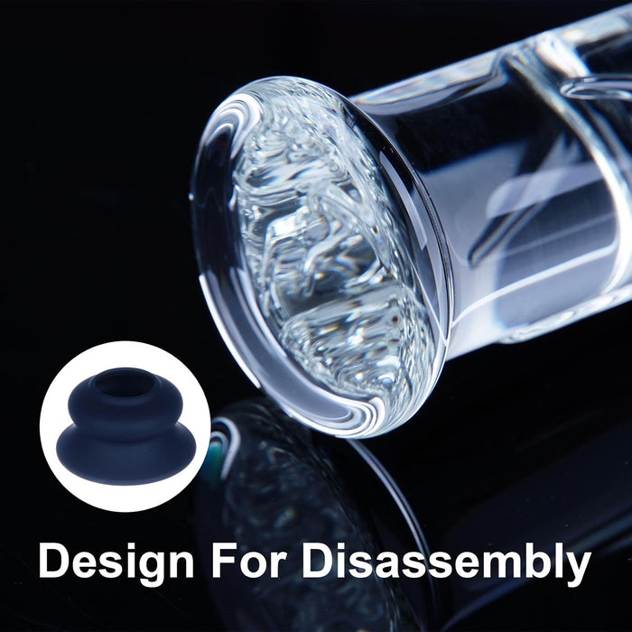 23 см Прозрачный Стеклянный Фаллоимитатор с Текстурами и Силиконовой Присоской