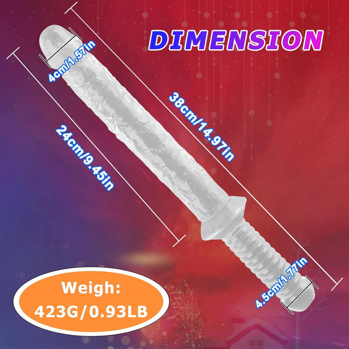 Двухсторонний дилдо 38 см с сильной присоской для женщин