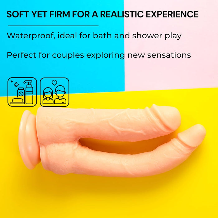 Большой двойной дилдо 24 см с сильной присоской и реалистичным дизайном