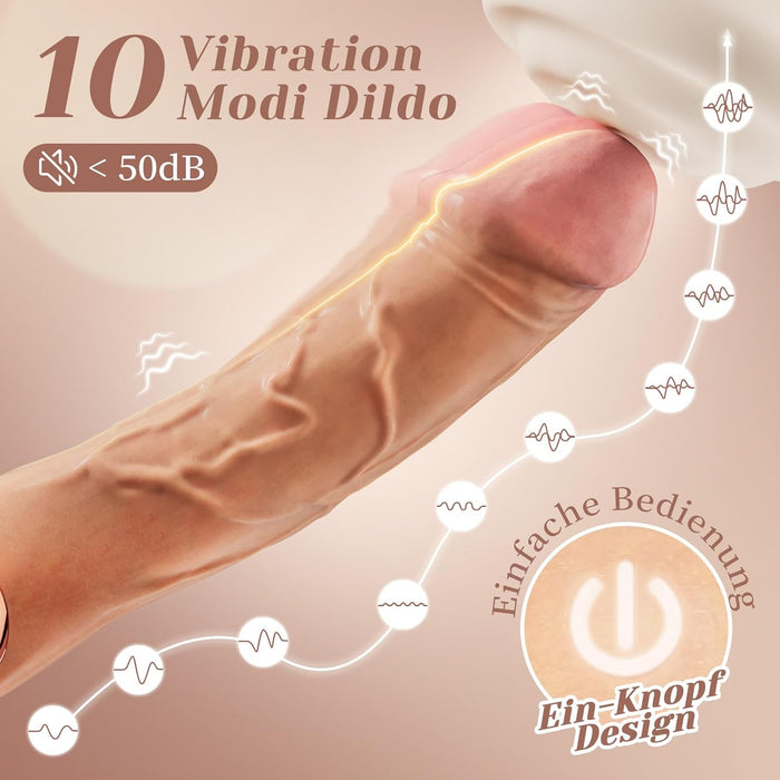 Вибратор-фаллоимитатор для женщин с 10 режимами вибрации, 18 см, с сильной присоской