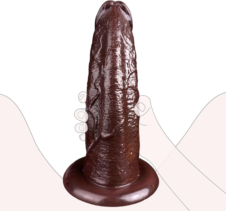 XXL Biezs Melns Realistisks 6,8 cm Platais Dildo ar Piesūcekni