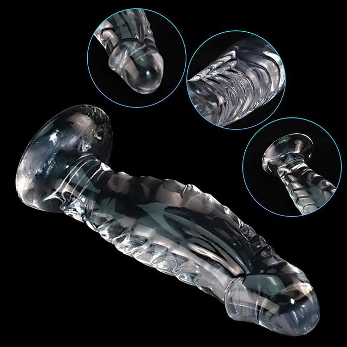 17 cm Caurspīdīgs Silikona Dildo ar Spēcīgu Pievilkšanos – Piemērots Pāriem un Solo