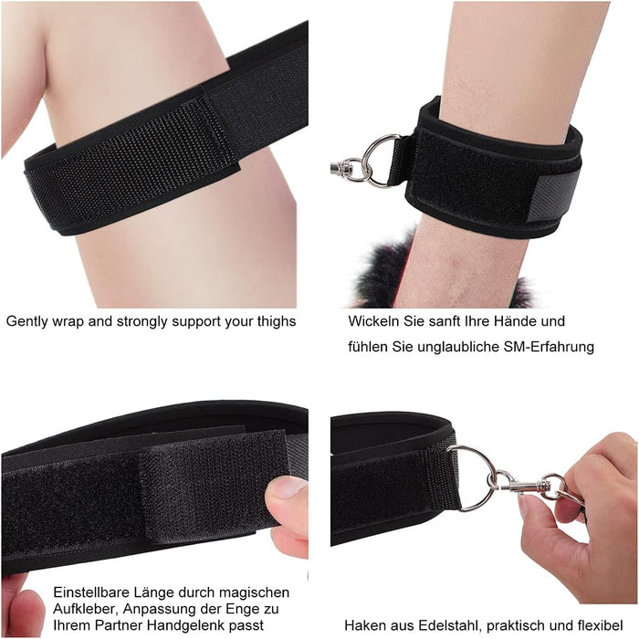 Набор SM Бондаж с ручными наручниками и манжетами на бедра с сильной присоской