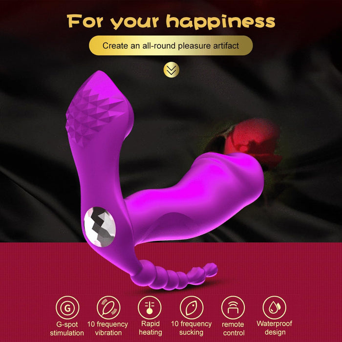 3 vienā tauriņa formas vibrators ar 10 režīmiem un sildīšanas funkciju