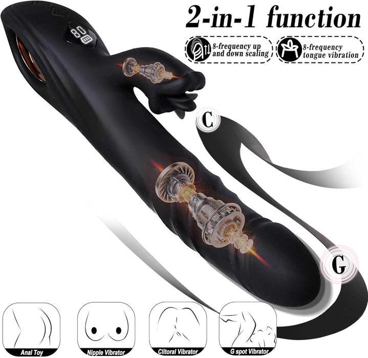 Вибратор-дилдо с клиторным стимулятором и 8 режимами вибрации с сильной присоской