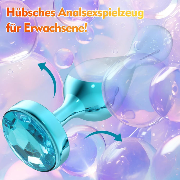 Набор из 3 металлических анальных пробок с сильной присоской и бриллиантовой основой