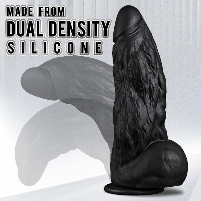 XXL Melns Monster Dildo ar stipru piesūcekni – reālistisks un biezs