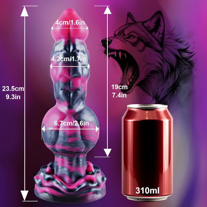 23,5 cm garš biezs zvēra formas dildo ar spēcīgu piesūcekni un mezglu intensīvai stimulācijai