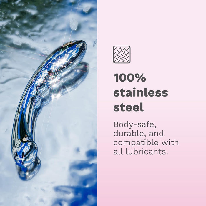 Полулунный массажер простаты с двумя концами из нержавеющей стали с сильной присоской