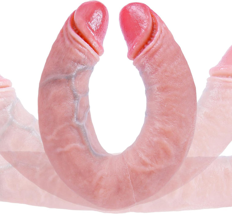 Divpusējs liels 31 cm silikona dildo – reālistisks un universāls baudījums