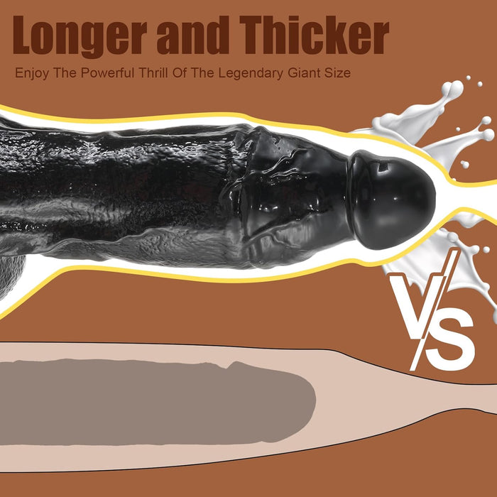 33 cm Reālistisks Melns Dildo ar Spēcīgu Piesūcekni G-spot Stimulācijai