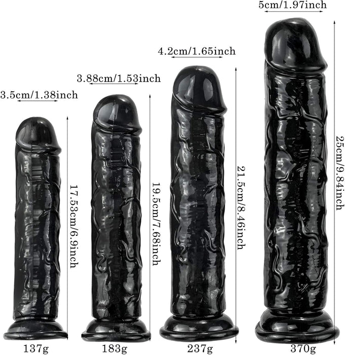 Reālistisks melns dildo 21,5 cm ar spēcīgu piesūcekni sievietēm