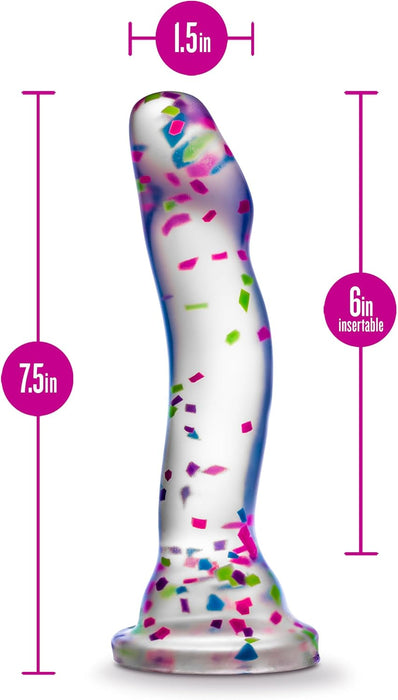 7,5 collu silikona dildo ar konfeti un spīd tumsā ar spēcīgu piesūkni