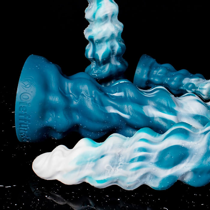 Практичный синий и белый Dildo Lollipop с сильной присоской из силикона