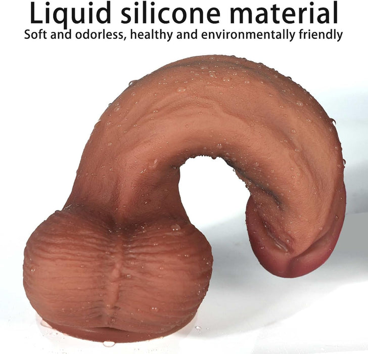 Реалистичный мягкий силиконовый фаллоимитатор с сильной присоской и рельефными венами