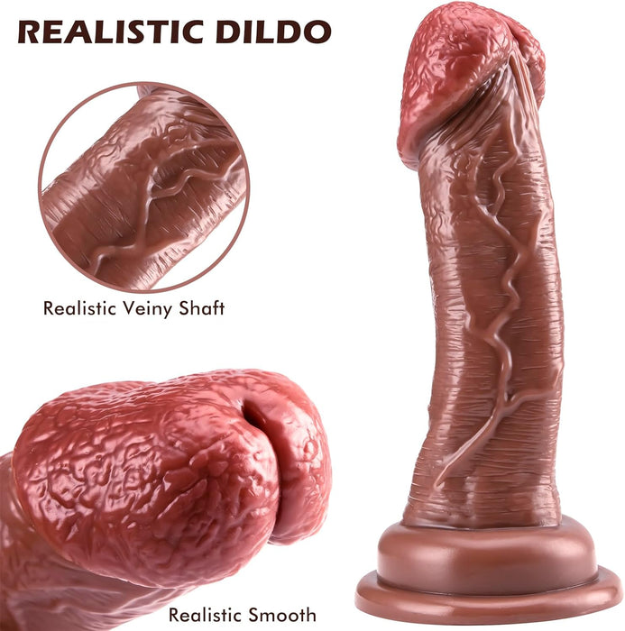 Liels, biezs un īsts dildo ar speciālu izliekumu 22 cm G-punkta stimulācijai