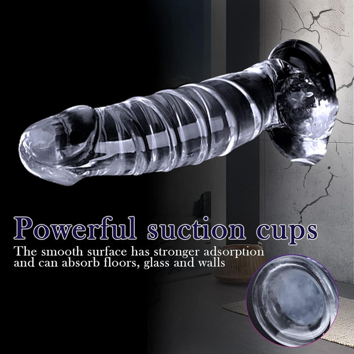 XXL caurspīdīgs dildo ar stipru piesūcekni neaizmirstamām sajūtām